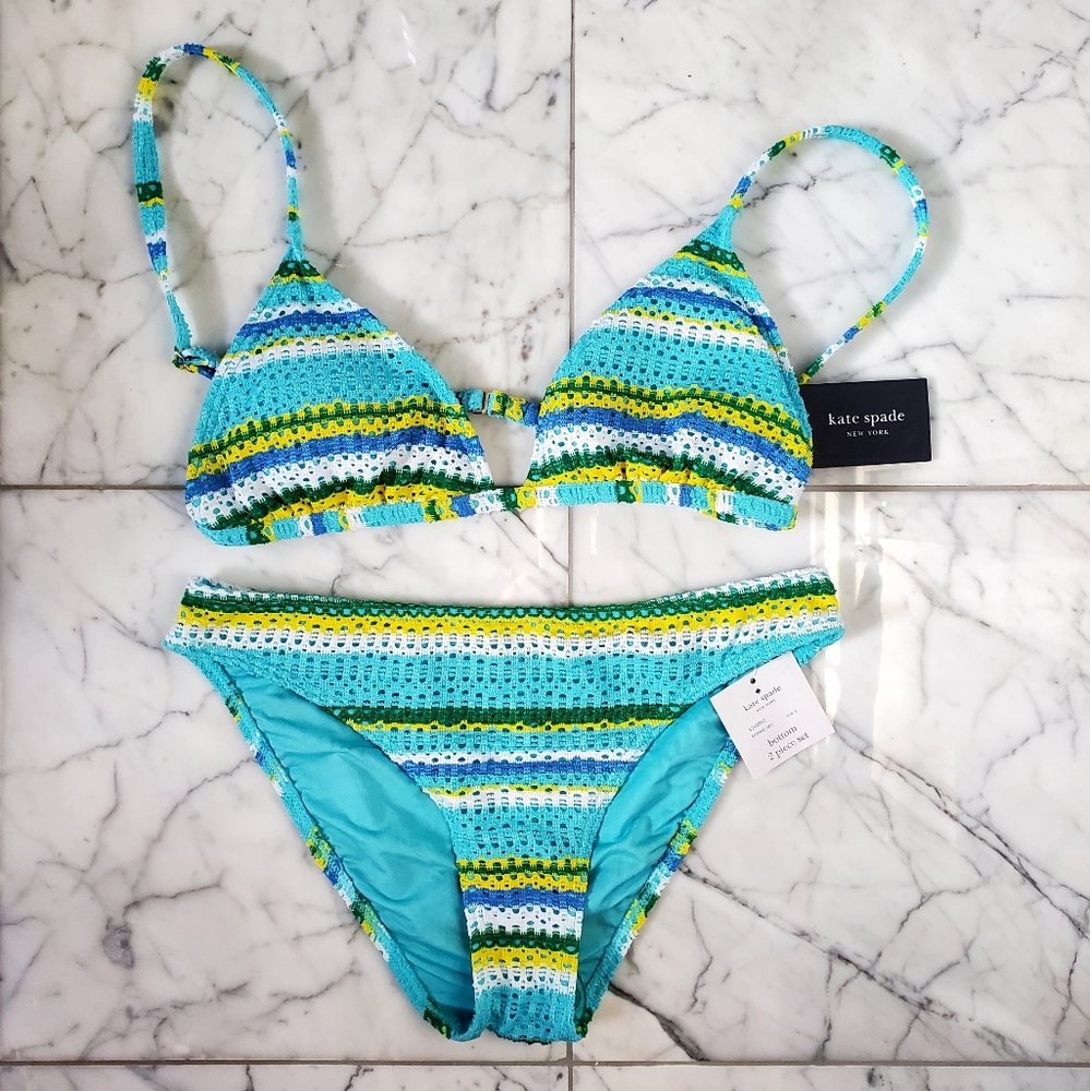 kate spade Riviera Blue Two Piece Bikini Swimsuit S